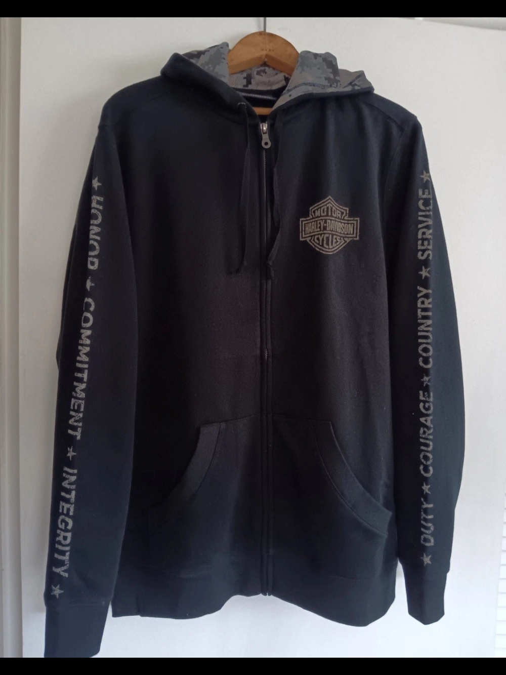 Harley-Davidson Wounded Warrior Nwot Black Zip-Up Hoodie